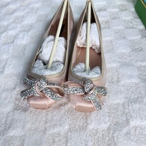 Kate spade - New Elegant Pink Ballet Flats with Rhinestone Bow.